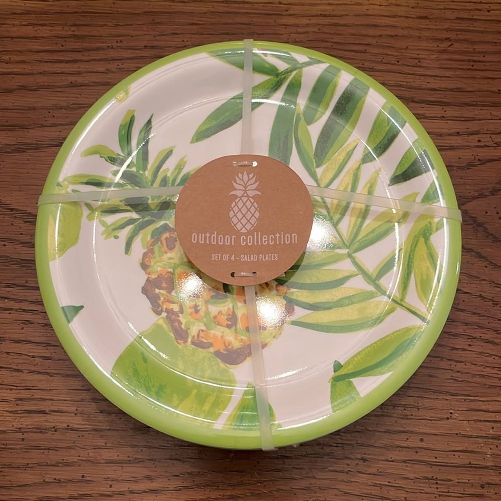Outdoor‎ Collection pineapple salad plates, set of 4, NWT